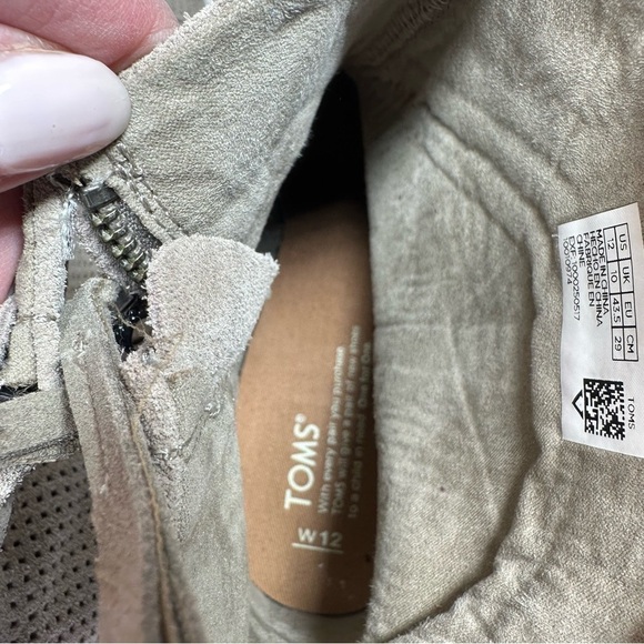 TOMS Booties Lunata Desert Taupe Beige Suede Cut Out Womens Shoes Ankle Boots 12 - Picture 9 of 12